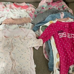 Baby girl pajamas and footies 0-3 months